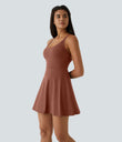 SoftlyZero™ Airy Backless Twisted Flare Low Support Dance Active Dress-Longer Length-Easy Peezy Edition A-D Cups - Sequoia
