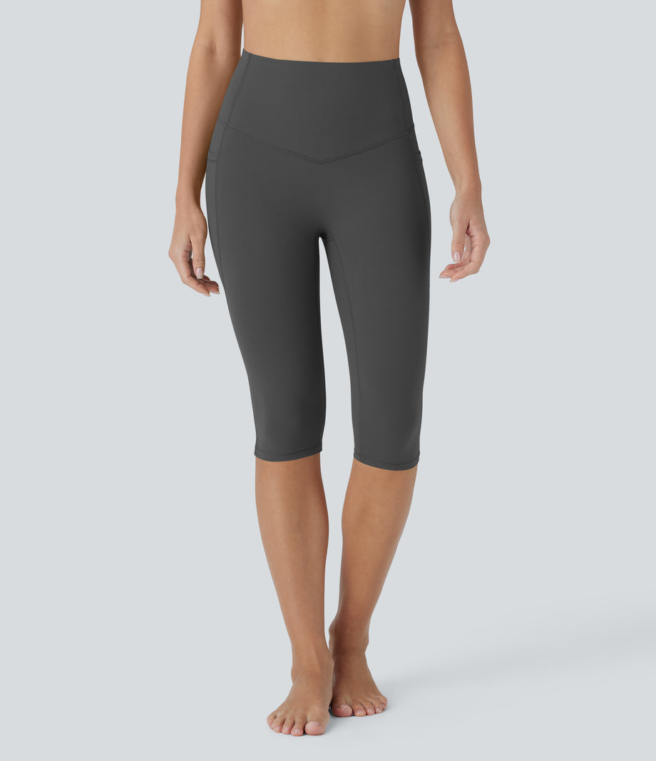 Halara UltraSculpt™ High Waisted Tummy Control Pedal Pusher Yoga Leggings with Pockets - Volcanic Ash