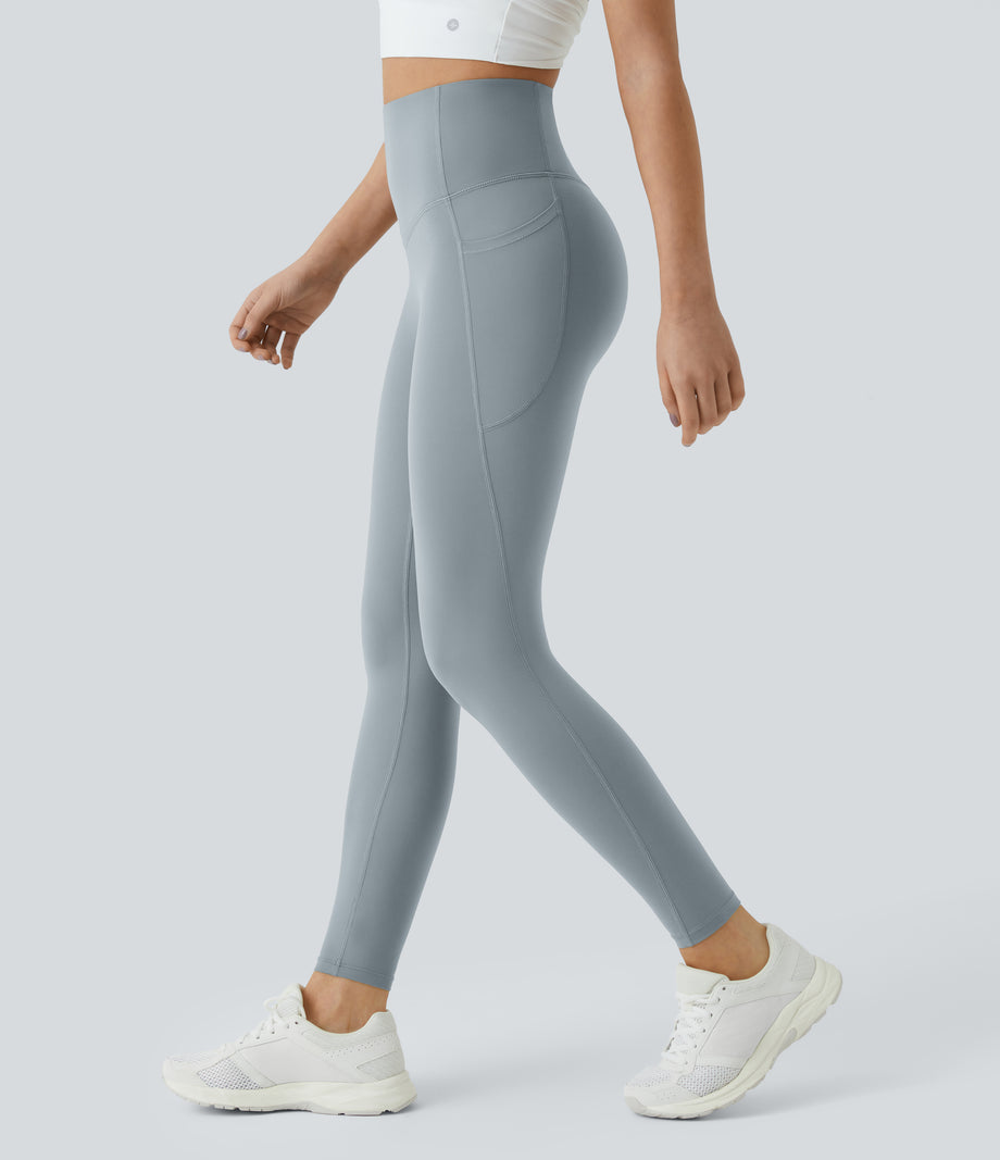Halara UltraSculpt™ High Waisted Tummy Control Pocket Shaping Training Leggings - Blue Flower Gray