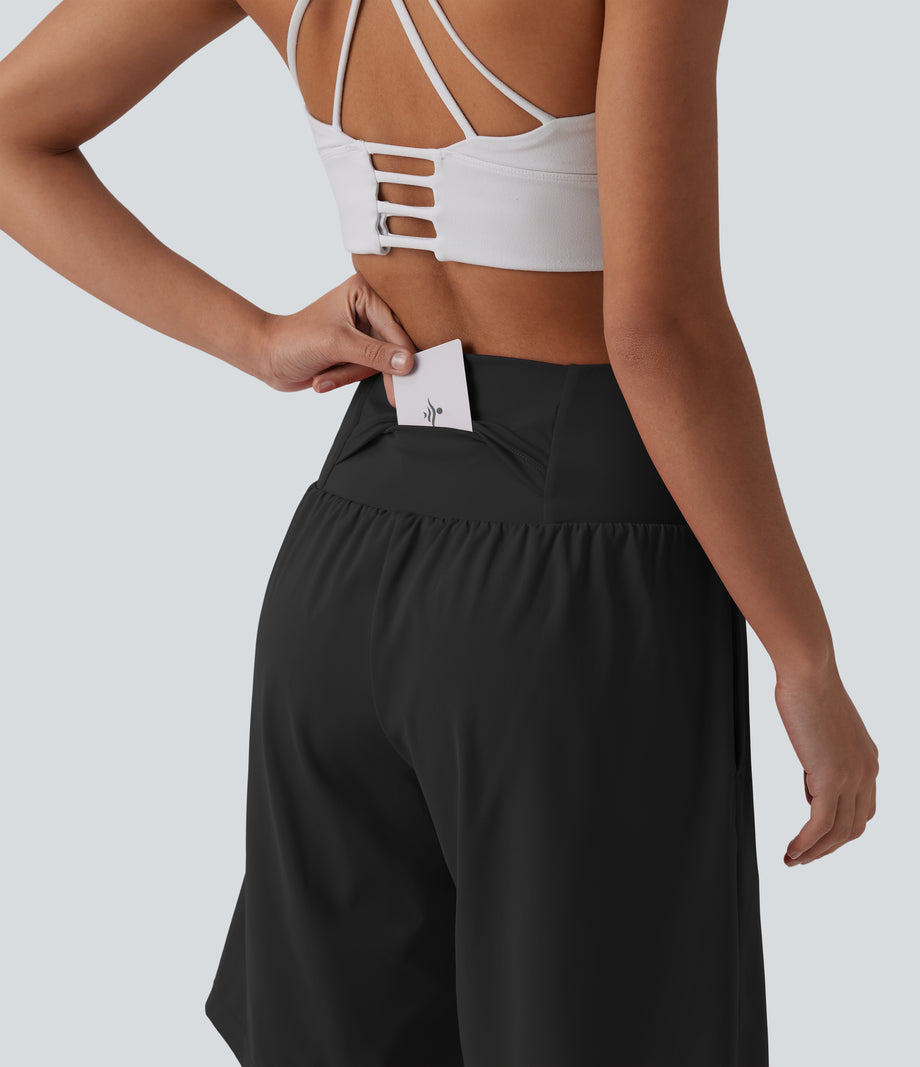 SoftlyZero™ Airy Super High Waisted 2-in-1 Cool Touch Yoga Shorts 9" with Pockets - Black