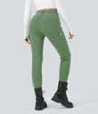 DayStretch High Waisted Zipper Pockets Solid Skinny Cargo Pants - Kashmir