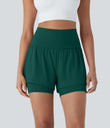 SoftlyZero™ Airy Super High Waisted 2-in-1 Cool Touch Yoga Shorts 5'' with Pockets - Forest Biome