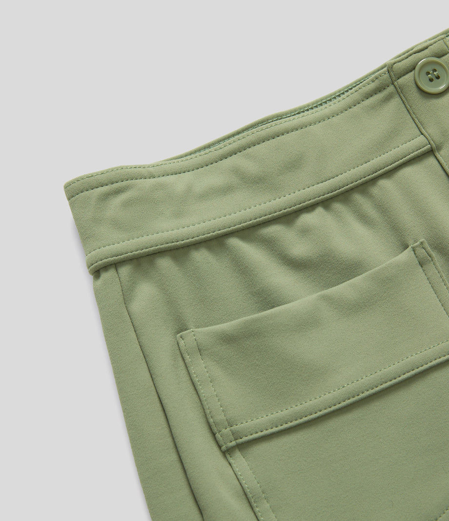 DayStretch High Waisted Pockets Straight Leg Casual Pants - Asparagus