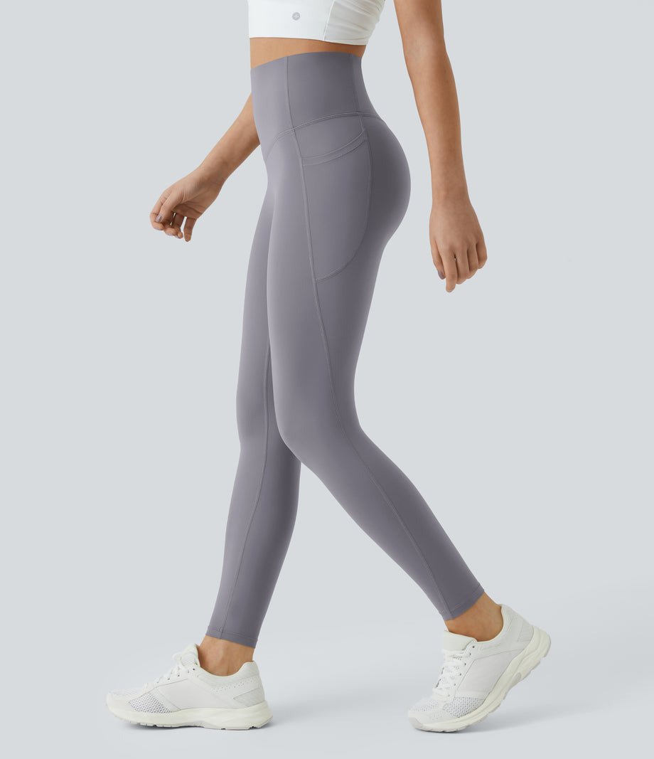 Halara UltraSculpt™ High Waisted Tummy Control Pocket Shaping Training Leggings - Falling Gray Purple