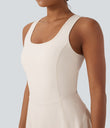 SoftlyZero™ Airy U Neck 2-in-1 Pocket Mini Cool Touch Dance Active Dress-Easy Peezy - Egret