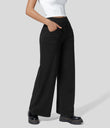 Halara Flex™ High Waisted Pockets Wide Leg Loose Work Jeans - Black Denim