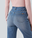 Halara Flex™ High Waisted Rolled Hem Casual Slim Jeans with Pockets -  Blue Jasper Denim