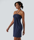 Halter Tie Back Mini Resort Dress with Pockets - Naval Academy