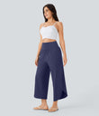 Breezeful™ High Waisted Tummy Control Split Hem Quick Dry Resort Pants with Pockets - Patriot Blue