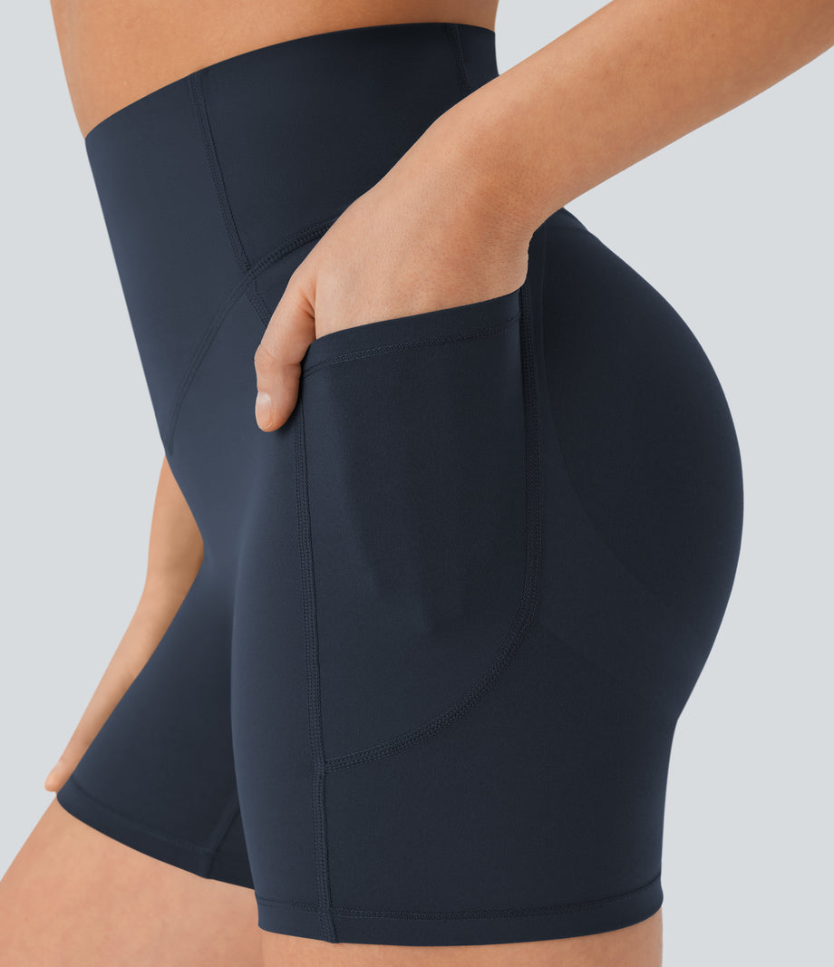 Halara UltraSculpt™ High Waisted Scrunch Butt Lifting Tummy Control Pocket Shaping Workout Biker Shorts 5'' - Carbon