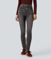 Halara Flex™ High Waisted Casual Skinny Jeans with Pockets - Poppy Seed Denim