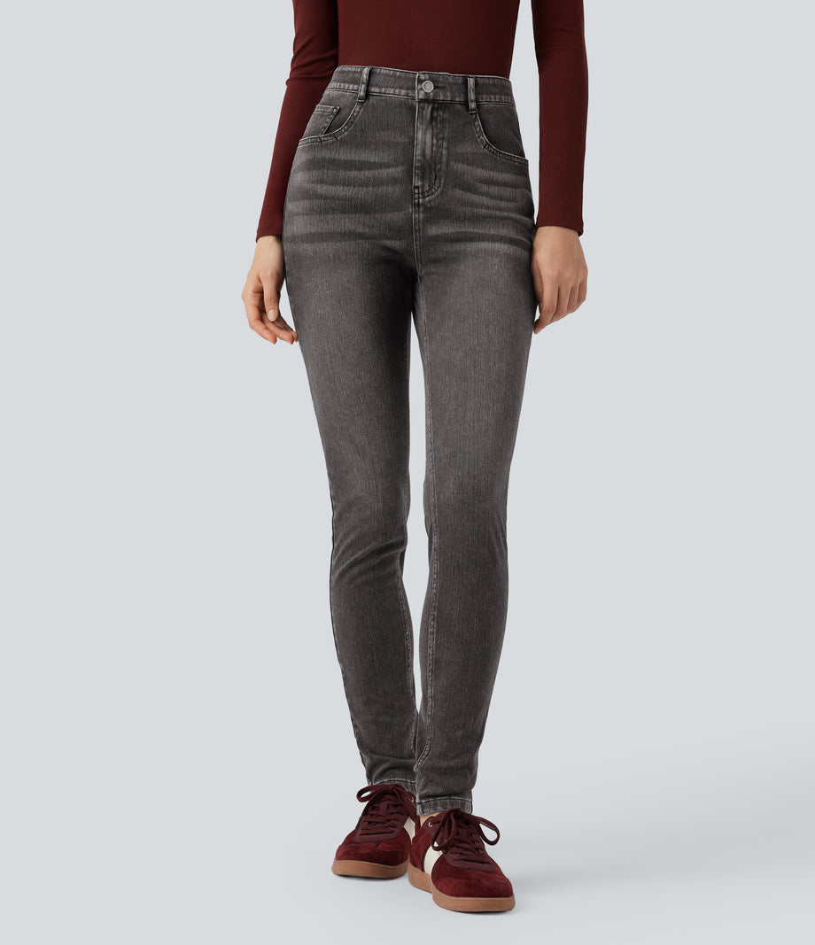 Halara Flex™ High Waisted Casual Skinny Jeans with Pockets - Poppy Seed Denim
