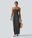Halter Tie Back Maxi Dress with Pockets - Darl Gray Floral Yarn