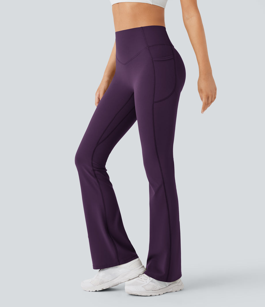 Halara UltraSculpt™ High Waisted Scrunch Butt Lifting Tummy Control Pocket Shaping Yoga Bootcut Leggings - Blackberry Cordial