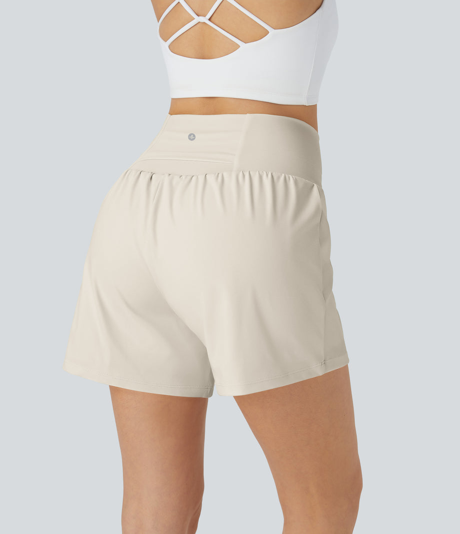 SoftlyZero™ Airy Super High Waisted 2-in-1  Cool Touch Yoga Shorts 5'' with Pockets-Longer Length - Rainy Day