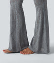 Halara UltraSculpt™ High Waisted Tummy Control Contrast Lace Yoga Flare Leggings with Pocket - Blue Flower Gray