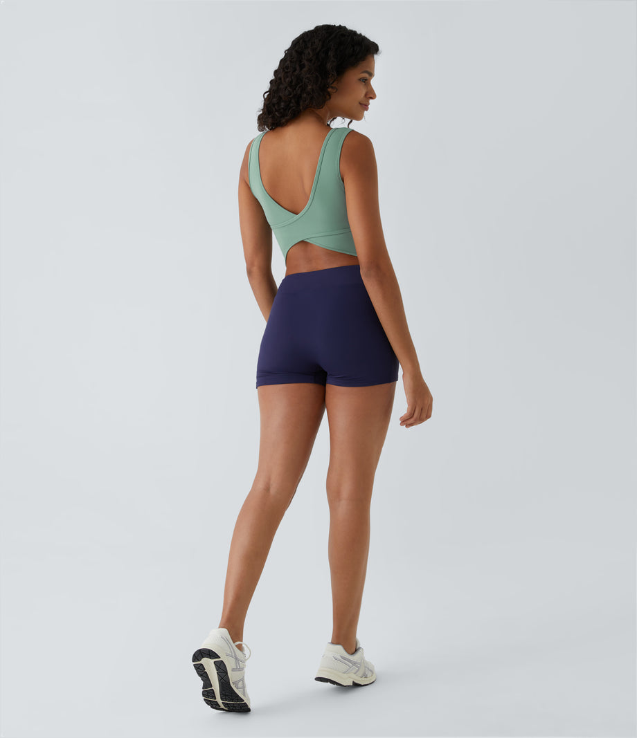 U Neck Crossover Barre Ballet Dance Tank Top A-D Cups - Hedge Green