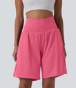 SoftlyZero™ Airy Super High Waisted 2-in-1 Cool Touch Yoga Shorts 9" with Pockets - Pink Lemonade