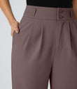 Halara Flex™ High Waisted Zipper Pocket Shirred Straight Leg Work Pants - Roselle Purple
