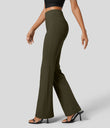 Halara Flex™ High Waisted Back Side Pocket Slight Flare Work Pants - Forest Night