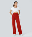 DayStretch High Waisted Pockets Straight Leg Casual Pants - Valiant Poppy