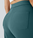 DayStretch High Waisted Pockets Straight Leg Casual Pants - Atlantic Deep