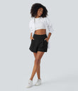 DayStretch High Waisted Work Baggy Shorts 4'' with Pockets - Black