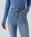 Halara Flex™ High Waisted Casual Skinny Jeans with Pockets - Powder Blue Denim