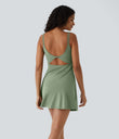 SoftlyZero™ Plush Double Straps 2-Piece Pocket Slip Dance Active Dress A-D Cups - Asparagus