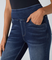 Halara Flex™ High Waisted Pockets Denim Casual Leggings - Bright Blue Denim