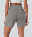 SoftlyZero™ Airy Super High Waisted 2-in-1 Cool Touch Yoga Shorts 7" with Pockets - Steeple Gray