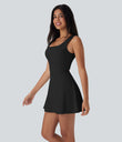 SoftlyZero™ Airy U Neck 2-in-1 Pocket Mini Cool Touch Dance Active Dress-Easy Peezy - Black