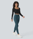 SoftlyZero™ Plush High Waisted Drawstring Pocket Plain Full Length Joggers - Oxford Blue