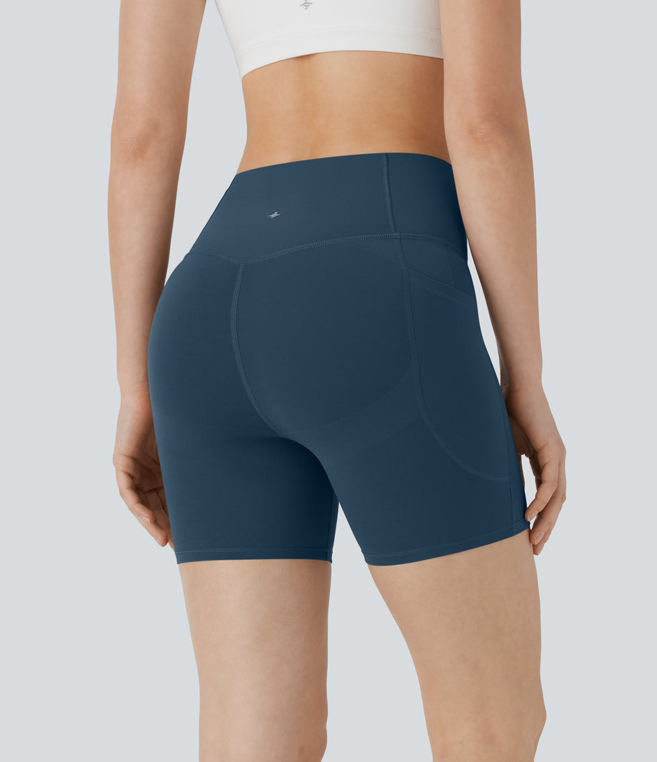 Halara UltraSculpt™ High Waisted Butt Lifting Tummy Control Pocket Shaping Training Biker Shorts 5'' - Majolica Blue