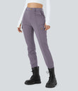DayStretch High Waisted Zipper Pockets Solid Skinny Cargo Pants - Purple Ash