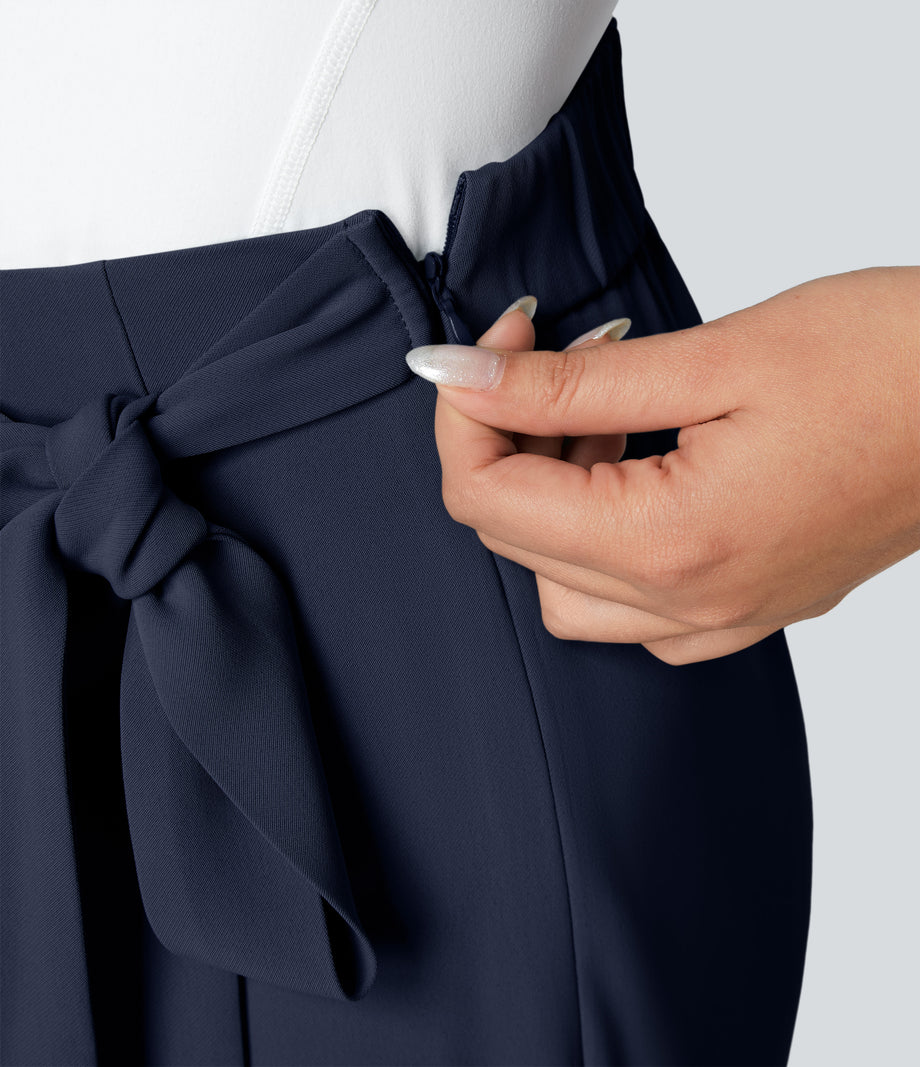 Halara Flex™ High Waisted Tie Side Wide Leg Work Pants - Peacoat