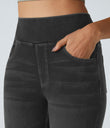 Halara Flex™ High Waisted Pockets Denim Casual Leggings - Carbon Paint Denim