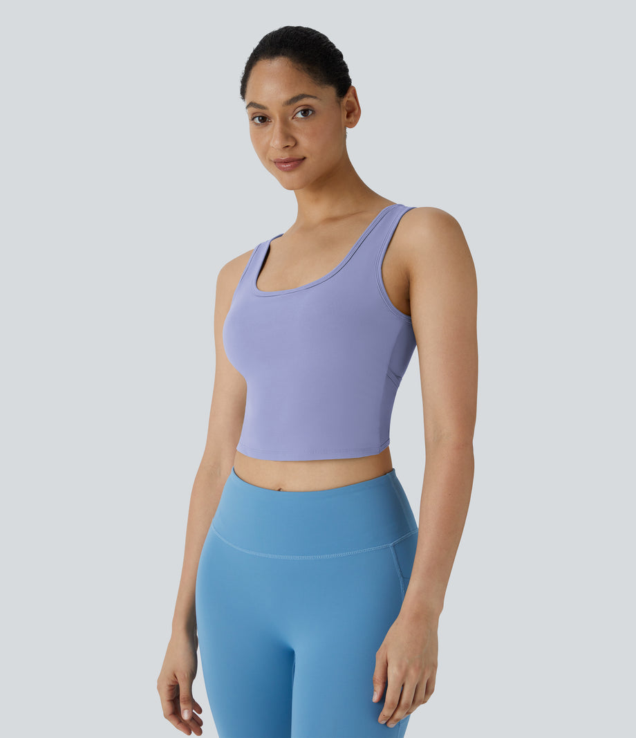 U Neck Crossover Barre Ballet Dance Tank Top A-D Cups - Baby Lavender