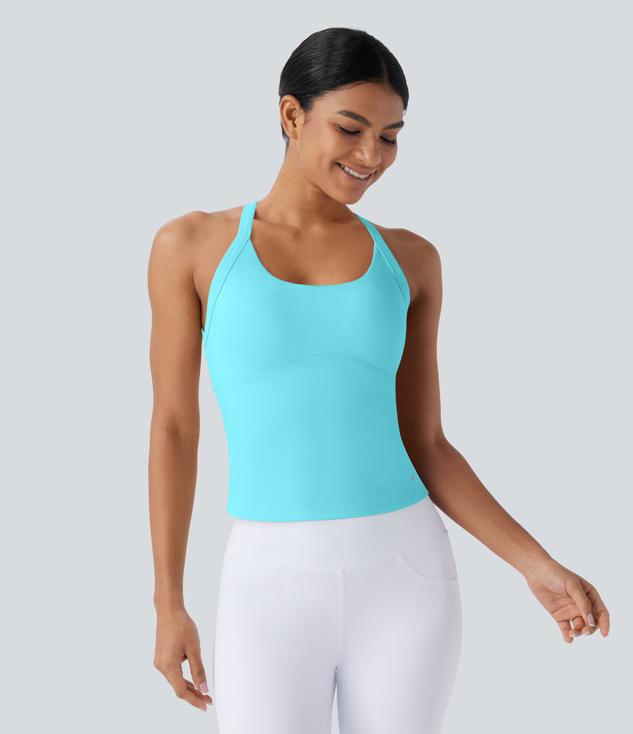 SoftlyZero™ Plush Cut Out Yoga Tank Top A-D Cups - Baroque Blue