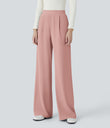 Halara Flex™ High Waisted Body Sculpt Waist-Slimming Pocket Wide Leg Micro Waffle Work Pants - Rose Tan