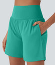 SoftlyZero™ Airy Super High Waisted 2-in-1 Cool Touch Yoga Shorts 7" with Pockets - Waterfall
