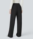 Halara Flex™ High Waisted Body Sculpt Waist-Slimming Pocket Wide Leg Micro Waffle Work Pants - Black