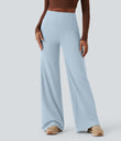 DayStretch High Waisted Tummy Control Wide Leg Baggy Yoga Pants with Pockets - Baby Blue