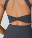 Backless Twisted Active Dress - Fog Grey Blue