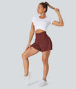 SoftlyZero™ Airy Super High Waisted 2-in-1 Cool Touch Yoga Shorts with Pockets - Madder Brown