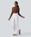 DayStretch High Waisted Tummy Control Wide Leg Baggy Yoga Pants with Pockets - White