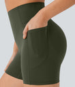 Halara UltraSculpt™ High Waisted Scrunch Butt Lifting Tummy Control Pocket Shaping Workout Biker Shorts 5'' - Deep Woodland Green