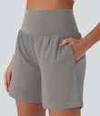 SoftlyZero™ Airy Super High Waisted 2-in-1 Cool Touch Yoga Shorts 7" with Pockets - Steeple Gray