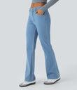 Halara Flex™ Mid Rise Pockets Casual Bootcut Jeans - Washed Denim Sunny Blue