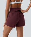 SoftlyZero™ Airy Super High Waisted 2-in-1  Cool Touch Yoga Shorts 5'' with Pockets-Longer Length - Zinfandel